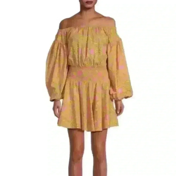 Misa Los Angeles Dresses & Skirts - MISA Los Angeles Size XS Jordana Off The Shoulder Puff Sleeve Mini Dress Pink